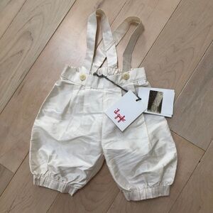 Il Gufo Cream 💯 silk Kids bubble romper overalls